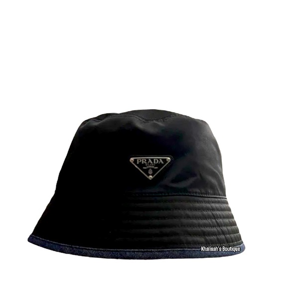 MSRP $795! Double-Sided Authentic Prada Re-Nylon & Denim Bucket Hat Size Medium - Picture 11 of 14